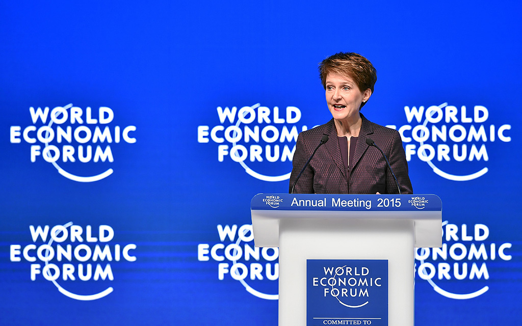 Rede von Bundespräsidentin Simonetta Sommaruga zur Eröffnung des World Economic Forum 2015 in Davos (Foto: WEF, Michael Buholzer)